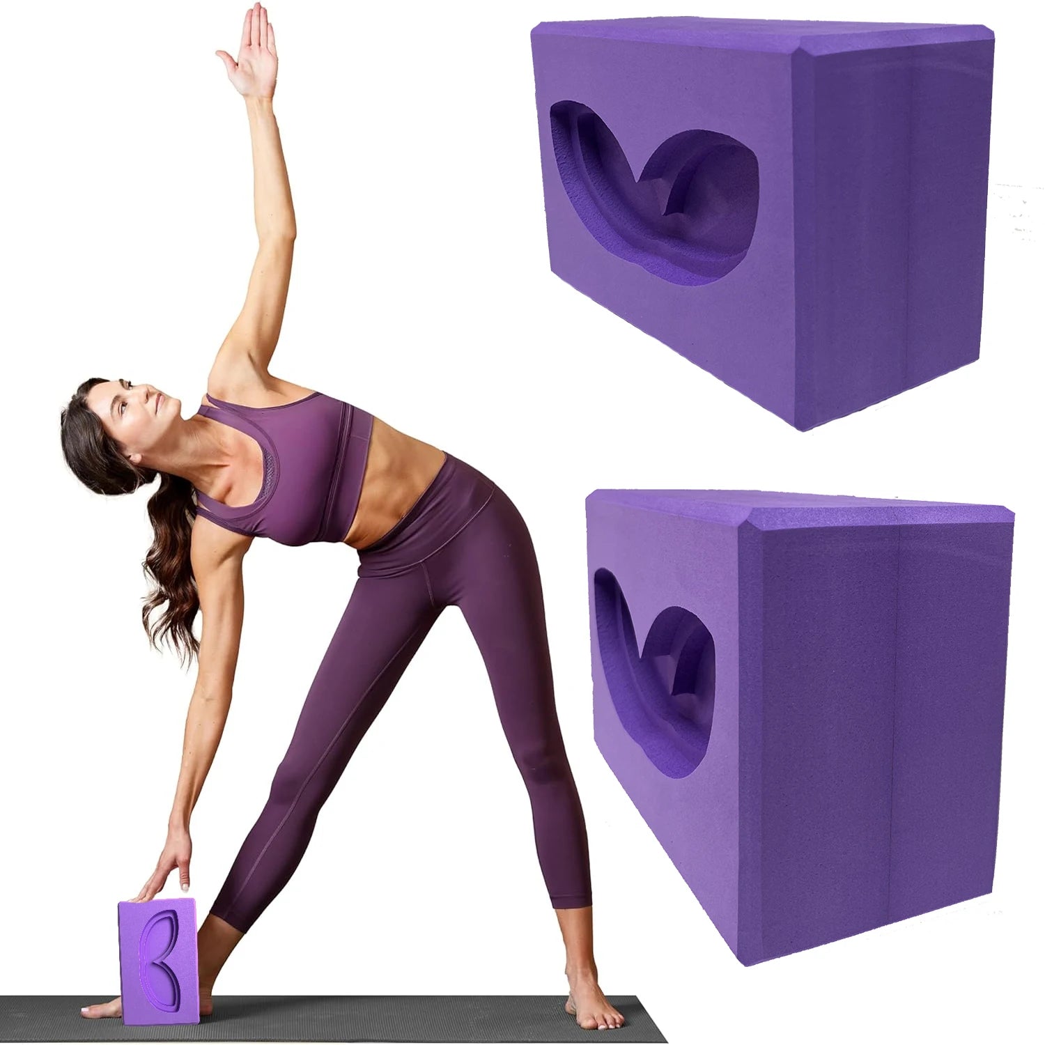 Yoga Blocks Wrist Support 2 Pack Eva Foam Soft Non Slip Surface for Yoga Pilates Meditation Stability Balance Deepen Stretche