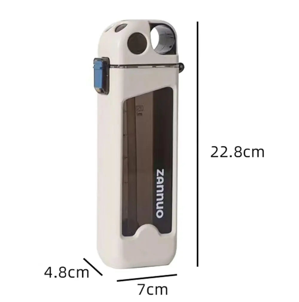 13 Oz Rectangular Water Bottle with Portable Straw, Leak-Proof, Non-Toxic, No BPA, Ideal for Gym Yoga Travel Office Sports Drink