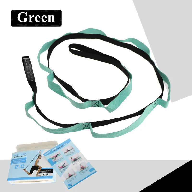 10 Loops Stretching Strap Yoga Leg Stretch Belt Physical Therapy Resistance Bands for Fitness Pilates Dance and Gymnastics