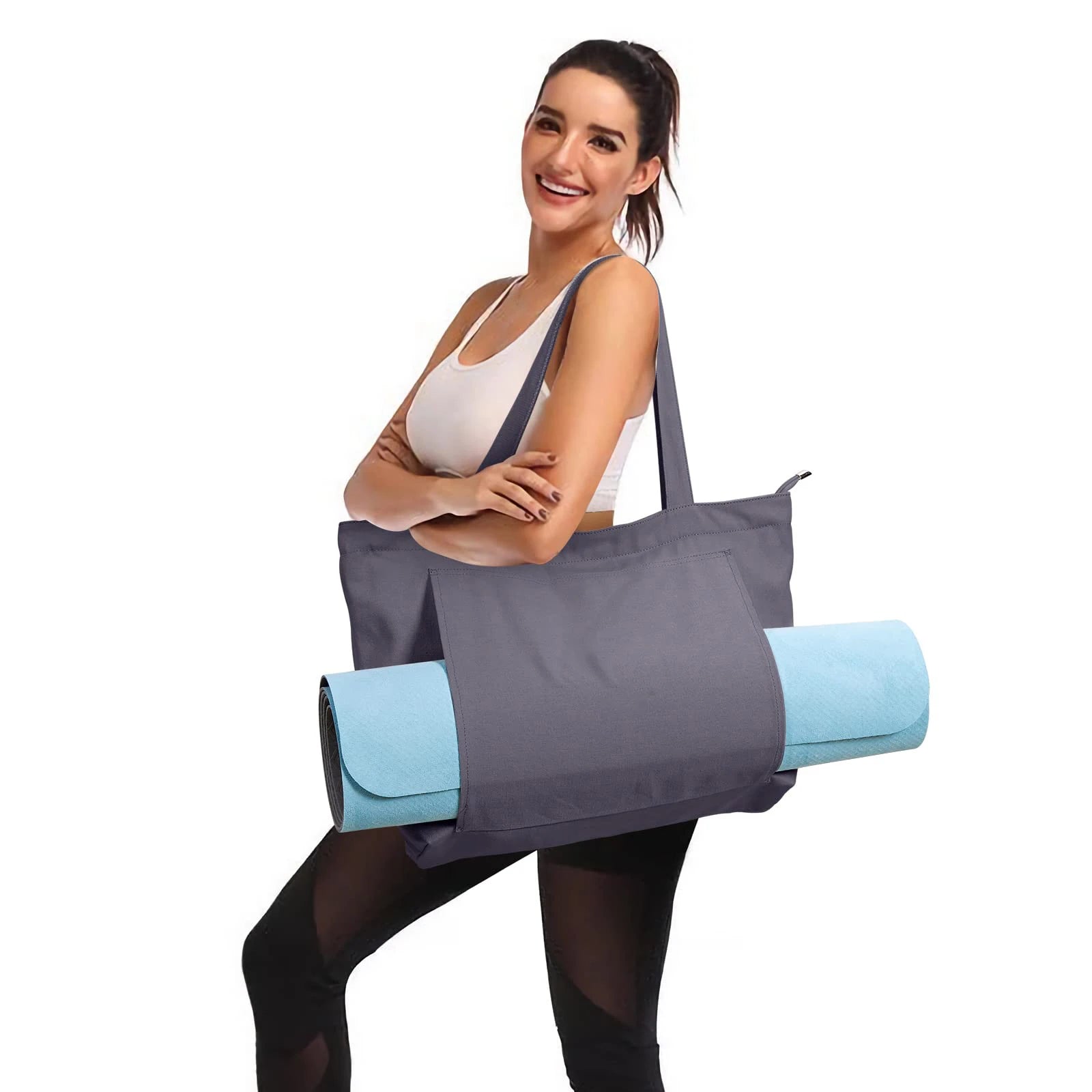 Yoga Bags for Women with Yoga Mats Bags Carrier Carryall Canvas Tote for Pilates Shoulder for Travel Office Beach Workout