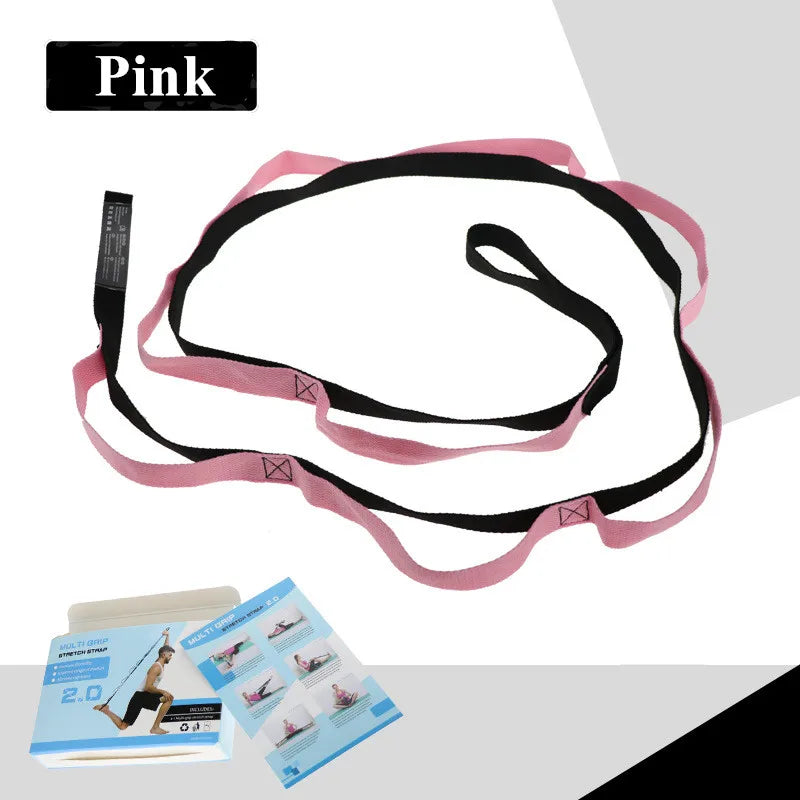 10 Loops Stretching Strap Yoga Leg Stretch Belt Physical Therapy Resistance Bands for Fitness Pilates Dance and Gymnastics