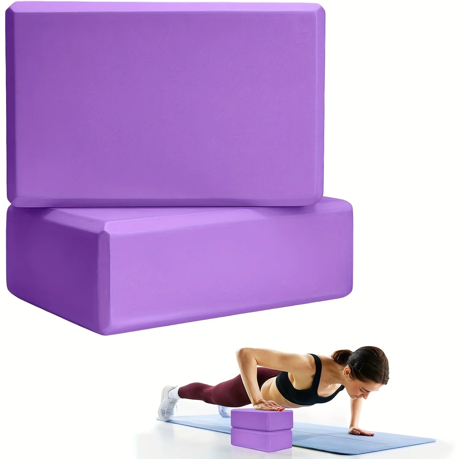 Set of 2 Yoga Blocks - Made from High-Density Foam, Lightweight, Supportive, And Odor-Free - Essential Yoga Gear for Women, Gym