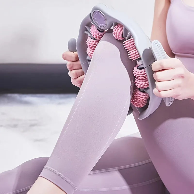 14-Wheel Yoga Fitness Roller with Leg Holders – Deep Tissue Massager for Muscles and Enhanced Performance