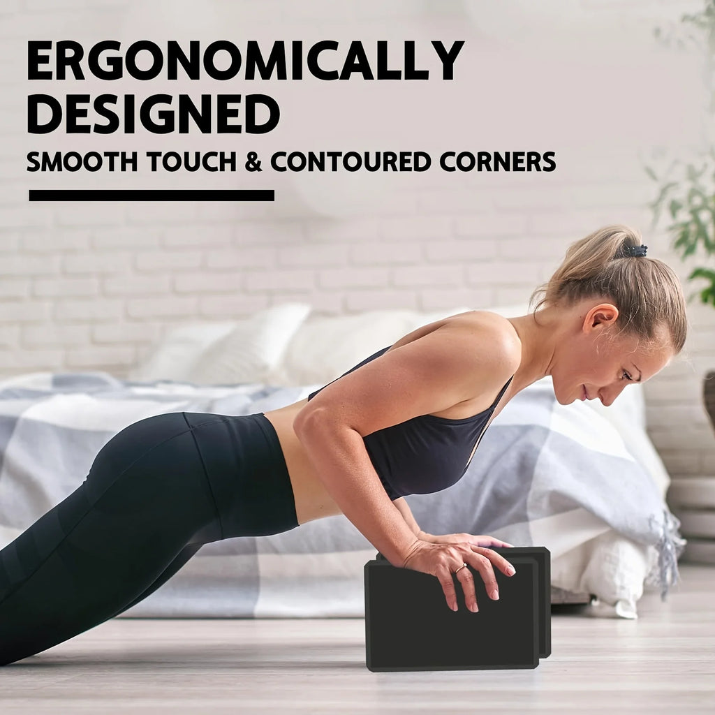 Set of 2 Yoga Blocks - Made from High-Density Foam, Lightweight, Supportive, And Odor-Free - Essential Yoga Gear for Women, Gym