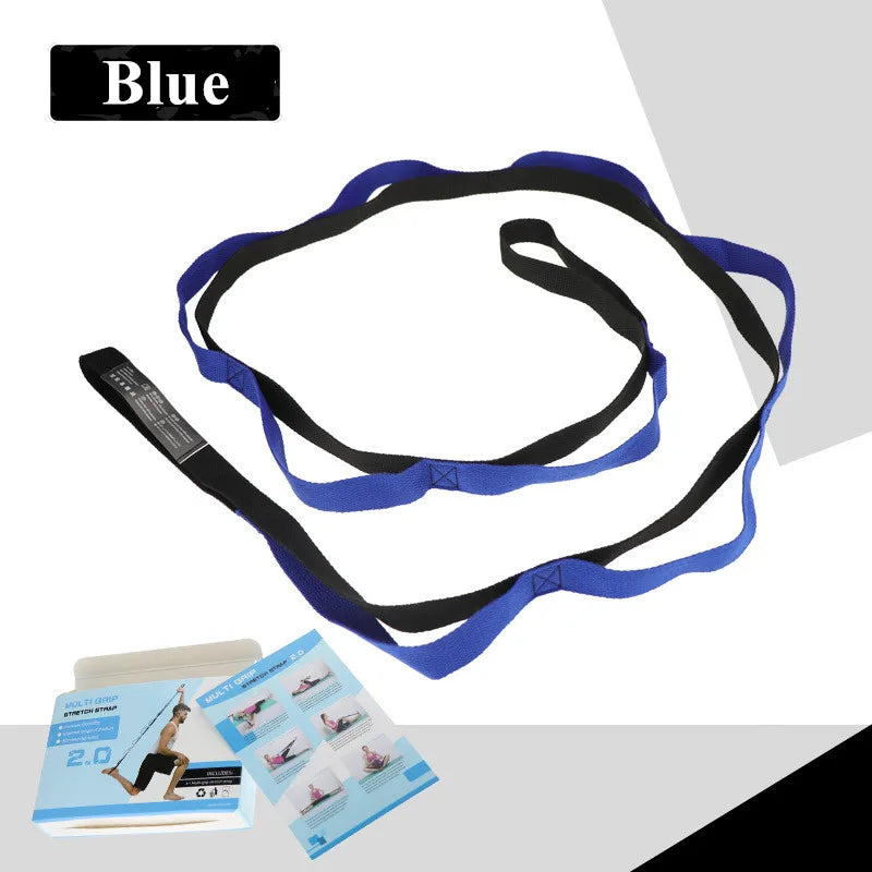 10 Loops Stretching Strap Yoga Leg Stretch Belt Physical Therapy Resistance Bands for Fitness Pilates Dance and Gymnastics