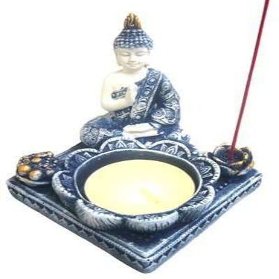 Tea Light and Incense Holder - Sitting Buddha